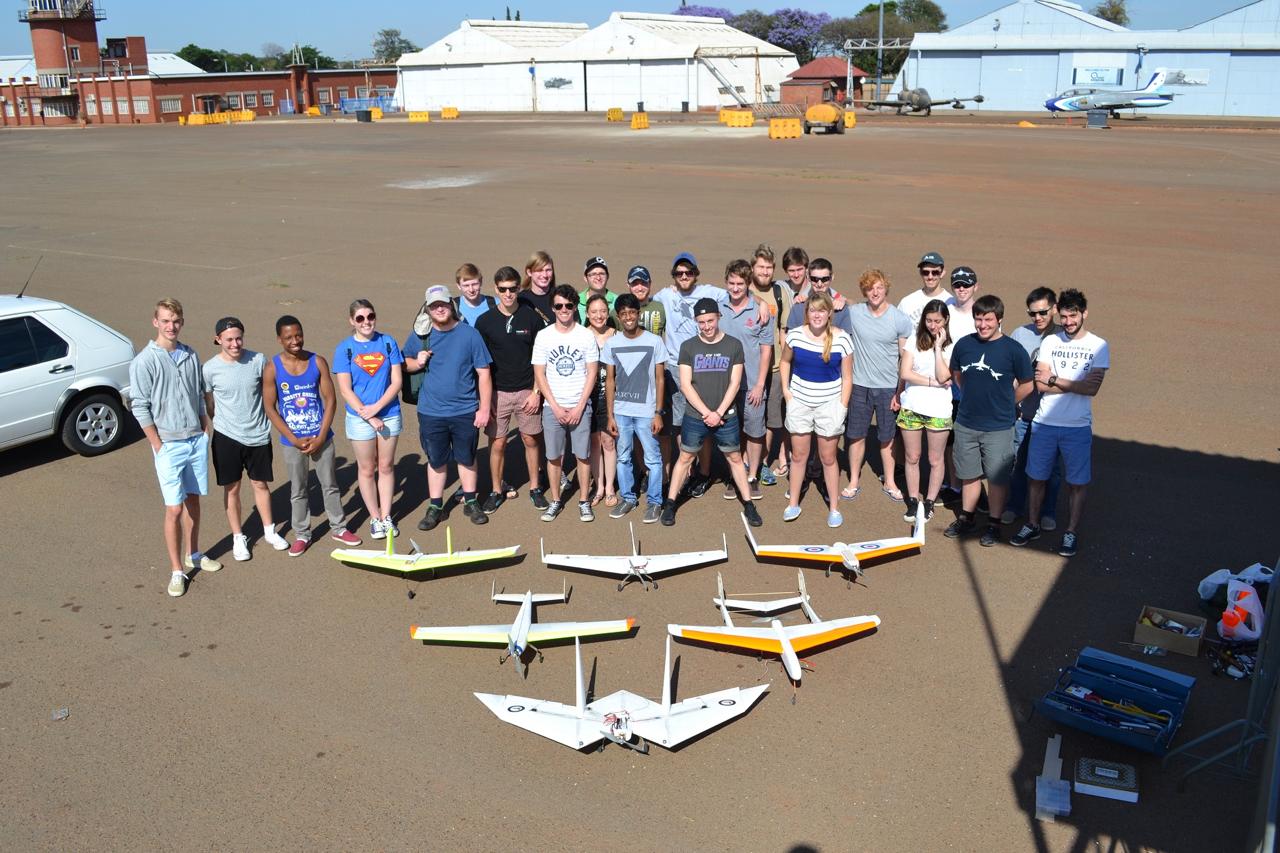 The remote-aircraft club gathered with the aircraft they built