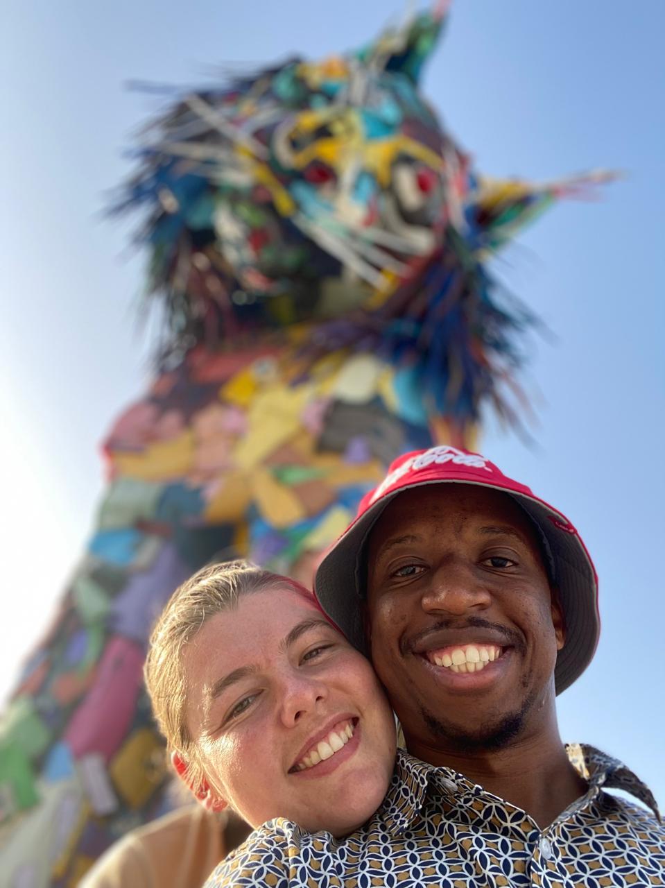 Njabulo and Uma smiling together on their travels